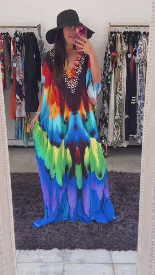 Vestido maxi caftán